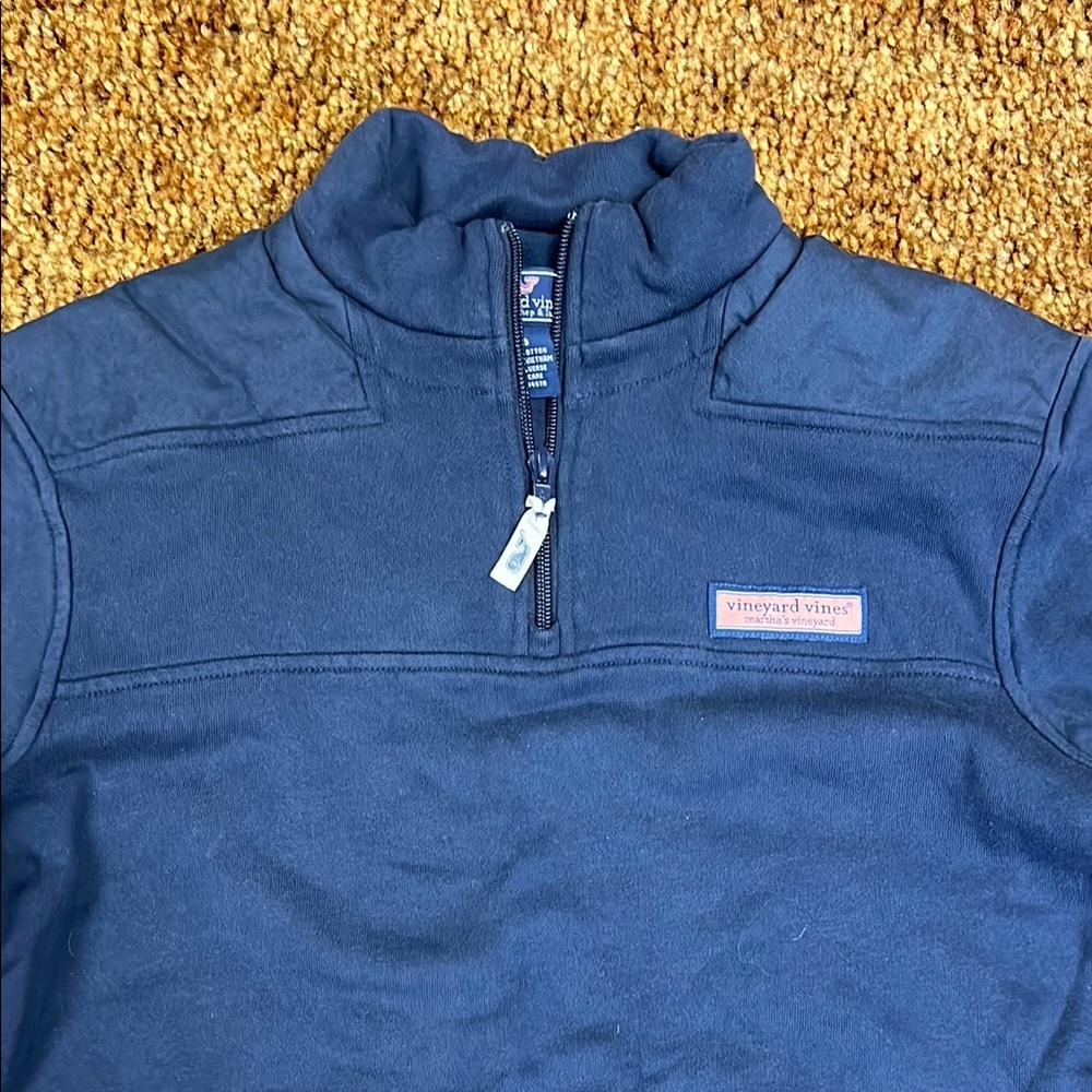 Vineyard Vines Blue Cowl Neck Sweater with High Collar